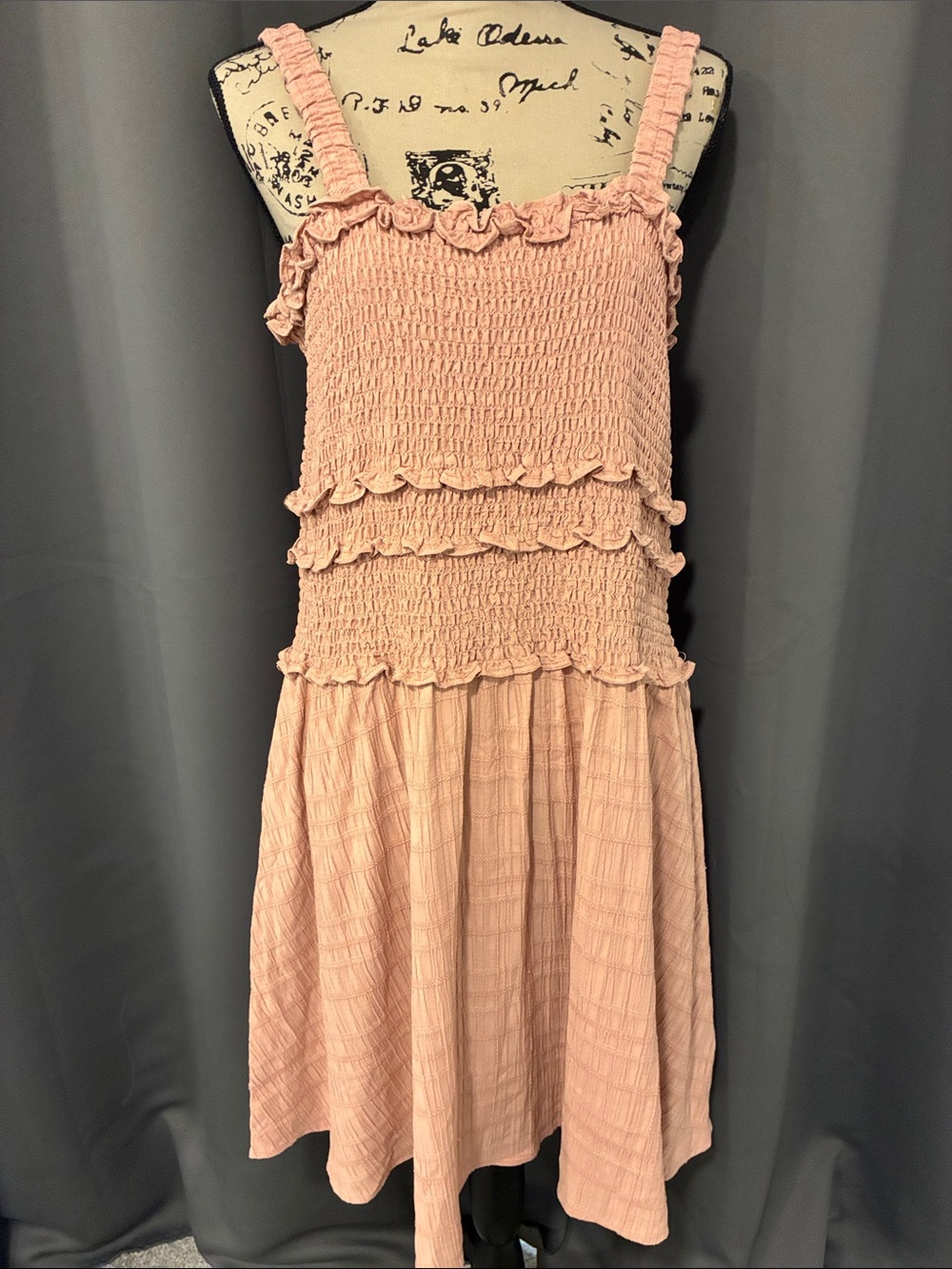 Celebrity Pink Blush Pink Smocked Ruffle Sundress